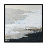 Peinture à l'huile abstraite bleu-gris de luxe, taille personnalisée, faite à la main, art mural sur toile neutre de style côtier, à suspendre pour hall d'hôtel, salon