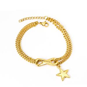 Pulsera Minimalista de Moda, Joyería de Acero Inoxidable al por Mayor, Chapada en Oro de 18k PVD, Pulsera de Cadena Gruesa con Dijes Metálicos - Product Image 4