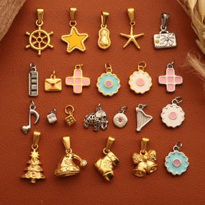 Không thấm nước 18K mạ vàng thép không gỉ đĩa mặt dây chuyền tự làm không phai bikini quyến rũ phụ kiện thời trang đồ trang sức món quà giáng sinh - Product Image 2