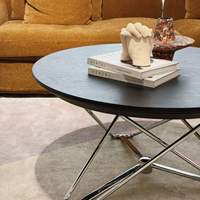 Table basse en pierre microcristalline de luxe léger de style Bauhaus en forme de L, pliable à charnière à ressort et réglable en hauteur