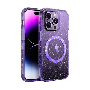 <span class=keywords><strong>Cover</strong></span> Magnetica Trasparente con Glitter per <span class=keywords><strong>iPhone</strong></span> 15 16 Pro Max, Custodia Posteriore Lucida e Colorata per <span class=keywords><strong>iPhone</strong></span> 15 16 Plus - Product Image 1