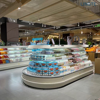 Réfrigérateur vertical circulaire pour îlot, vitrine réfrigérée pour légumes et boissons, équipement de réfrigération pour supermarchés