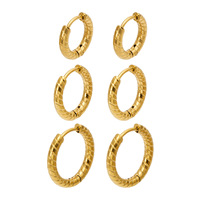 Anting Hoop Bentuk C Berlapis Emas 18K dari Baja Anti Karat Bertekstur Spiral Mili New Arrival, Perhiasan Wanita Trendy