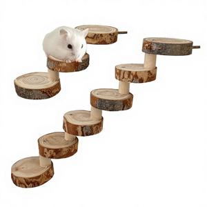 Échelle d'escalade pour hamster, jouet pour hamster syrien doré, à mâcher et à affûter les dents, escalier paysager, marches, plateforme ronde en bois massif - Product Image 1