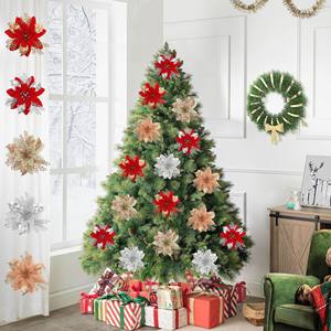 مصنع بالجملة شجرة عيد الميلاد الزهور الاصطناعية بريق زخرفة البونسيتة عيد الميلاد الزهور الاصطناعية - Product Image 2