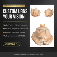 Urne funéraire personnalisée en céramique pour animaux de compagnie, motif renard à neuf queues, pour cendres de chat ou de chien, souvenir commémoratif, peinte à la main, écologique
