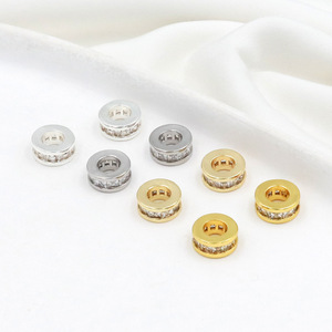 14K gold-plated, color-preserving wheel-shaped <b>beaded</b> necklace/bracelet with cubic zirconia <b>set</b> in a DIY handmade - Product Image 1