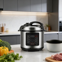 Olla Arrocera Eléctrica de Alta Calidad de 4L/5L/6L con Control de Temporizador Digital, Revestimiento Antiadherente, Acero Inoxidable, Pantalla LED, Clase A+