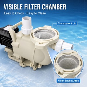 <span class=keywords><strong>Pompe</strong></span> à eau de <span class=keywords><strong>piscine</strong></span> à vitesse variable JIANHANG 0,75 CV monophasée CA 220 V, alimentée par prise, filtre facile à installer, en plastique - Product Image 5
