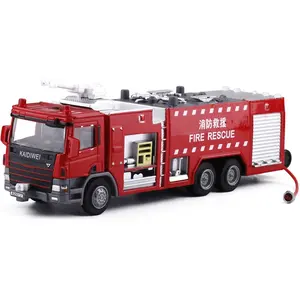 KDW 625013 Tanque de água fundido para caminhão de bombeiros, modelo em escala 1/50, brinquedo para garotos, caminhão-tanque de água, extintor de incêndio, coleção