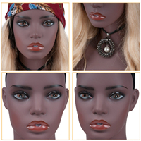 Tête de Mannequin en PVC Réaliste pour Maquillage, Peau Bronzée, Femme Africaine, avec Épaules et Support – Prix de Gros