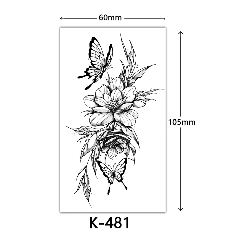 Nhỏ tươi hình xăm dán chữ hoa bướm phác thảo dòng không thấm nước hình xăm dán hình xăm