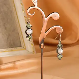 zinc alloy rhinestone drop earring plastic pearl 2024 hot sale jewelry 1715390