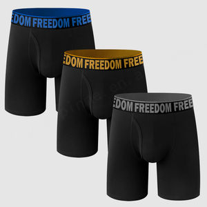 Calzoncillos de hombre sólidos de pierna larga, calzoncillos masculinos alrededor del logotipo de Jacquard, ropa interior de bóxer de algodón cómoda transpirable para hombre con venta al por mayor - Product Image 2