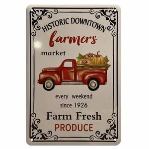 Letrero Metálico Personalizado con Diseño de <span class=keywords><strong>Granja</strong></span>, Mercado de Agricultores, Fresco y Orgánico, Clásico, para Exteriores, Decoración de Pared para Casa o Cuarto de Hombre - Product Image 2