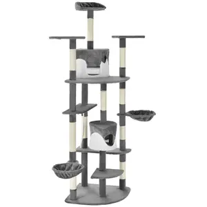59 इंच डीलक्स बिल्ली पेड़ चढ़ाई टॉवर कॉंडो घर बिल्ली के साथ बिल्ली गतिविधि पेड़ - Product Image 1