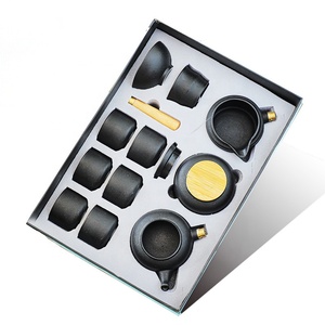 Nouveau produit : Ensemble de 10 pièces de théières en grès chinois, services de salon, ensembles de tasses à thé en porcelaine avec boîte à thé - Product Image 1