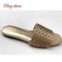 Sandales D'Été Décontractées Olegshoes pour Femmes, Bout Ouvert, Plates Vintage, Extérieur, à Talon Bas avec Caractéristique Respirante et Ajoure