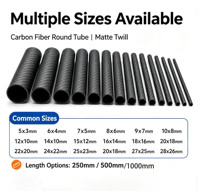 Tube en fibre de carbone léger 3K Twill 12x10x1000mm rigide et rond pour perche de caméra et châssis de drone