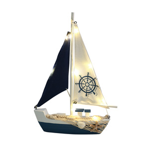 Modèle de <span class=keywords><strong>bateau</strong></span> à voile en <span class=keywords><strong>bois</strong></span> peint et poli, style méditerranéen, décoration créative pour la maison, petit ornement artisanal - Product Image 4