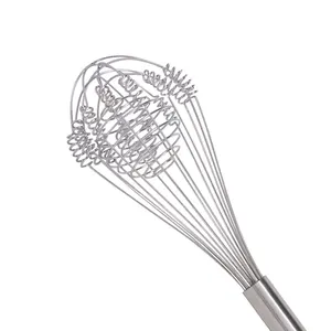 Steel Whisk Kitchen Utensils Egg Beater Manual Egg Whisk With Spring Wire High Efficiency Whisk