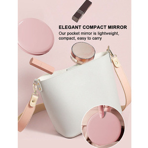 Custom Logo Travel Ronud Magnifying Folding Cosmetic <strong>Mirror</strong> Portable Handheld Mini Makeup Pocket <strong>Compact</strong> <strong>Mirrors</strong> With LED Light - Product Image 4