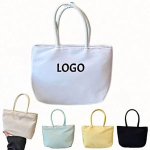Sac fourre-tout en nylon réutilisable personnalisé avec logo, petit sac à main à poignée supérieure, sac à bandoulière, sac de navetteur, pour le travail, les voyages et le shopping - Product Image 1