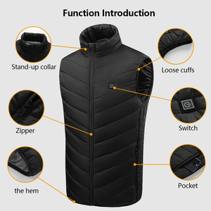 <span class=keywords><strong>Chaleco</strong></span> Térmico Personalizado con Logotipo, Negro, Sin Mangas, para Hombre, Recargable por USB, Resistente al Viento, Lavable - Product Image 3