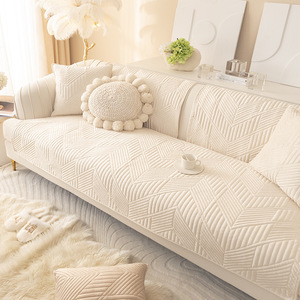 <b>Sofa</b> Cushions Solid Color Flannel 145-185cm Quilted Non-Slip All Season <b>Sofa</b> <b>Covers</b> Pad Type Machine Washable - Product Image 2
