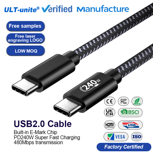 ULT-unite OEM Usb-C Pd 240W Usb C Super Fast Data Charging Cable Universal Usb Data Cable Type C China Wholesale Manufacturer