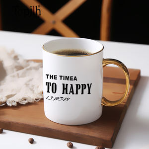 Topjlh Premium Gold Trim Coffee <strong>Mug</strong> 11oz Sublimation-Ready Ceramic Cup for Custom Logos &amp; Wedding Favors - Product Image 4