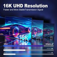 Cable DP 2.1 de Alta Calidad, 16K 80Gbps, Cable DP 2.1 HDR DSC para Monitor de Juegos y Laptop Compatible