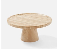 Natürlicher Marmor Runder Tortenständer D25CM Umweltfreundlich mit Marmorplatte und Steinbasis für Hochzeiten und Zuhause