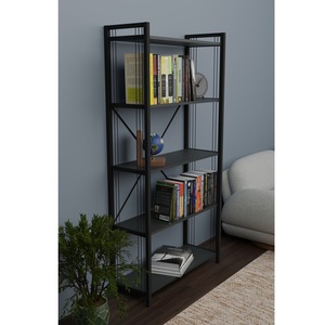 <b>Book</b> Shelf Bookcase 5 Tier Bookcase Simple Design Display Stand Floor Standing <b>Library</b> Bookshelf Storage Rack Modern Shelf - Product Image 1