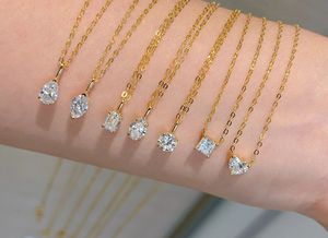 Collier pendentif Xinfly 0,5 ct en diamant de laboratoire, or massif 18 carats, forme tendance, bijoux fins personnalisés Au750 pour mariages, vente chaude - Product Image 2