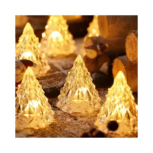 Table Decoration Supplies Acrylic Christmas Tree Gift Crystal Led Light with Transparent Crystal Acrylic Ornaments