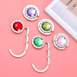 Portable pliant métal sac à main <span class=keywords><strong>cintre</strong></span> crochet femmes Bling diamant pliable sac à main crochet Table <span class=keywords><strong>cintre</strong></span> <span class=keywords><strong>support</strong></span> - Product Image 3