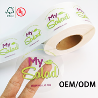 Étiquettes alimentaires transparentes imperméables en rouleau, étiquettes personnalisées imprimées pour boîtes à salade, autocollants en vinyle avec logo pour emballage