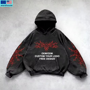 American Y2K Hombres Fleece Acolchado Cremallera Sudadera con capucha Street Hip Hop Style Joker Bordado Sudadera suelta Casual Punk Sudadera con capucha para - Product Image 4