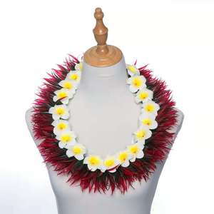Erba <span class=keywords><strong>di</strong></span> seta artificiale <span class=keywords><strong>di</strong></span> primavera e schiuma Plumeria corta Lei KN-hls004 64CM collana <span class=keywords><strong>di</strong></span> <span class=keywords><strong>fiori</strong></span> Hawaii Festival Neck Ring Party Wreath - Product Image 2