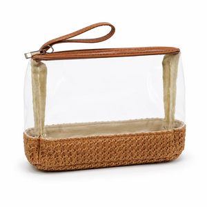 Wholesale Clear PVC Jute Cosmetic <b>Bag</b> <b>Transparent</b> <b>Makeup</b> Storage Pouch with Zipper Wrist Strap Custom Logo OEM ODM Supply - Product Image 3