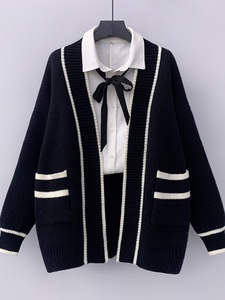 Pull en tricot pour <span class=keywords><strong>femme</strong></span>, nouvelle mode décontractée printemps-automne 2025, couleur contrastée, double poche, manches longues, vente en gros - Product Image 2