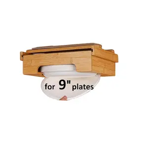 Счетчик кухонный 9-дюймовый вертикальный бамбуковый диспенсер для бумажных тарелок под шкаф прочный под шкаф диспенсер для бумажных тарелок