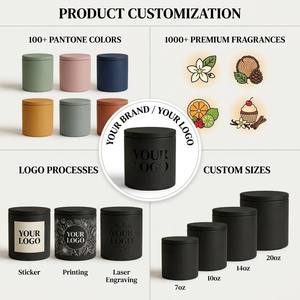 Bougie en cire de soja parfumée dans un pot en céramique personnalisé et embossé, pour une décoration intérieure moderne aux tons terreux, vente en gros, marque privée, qualité supérieure - Product Image 3