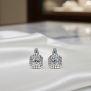 Orecchini di Lusso in Oro Bianco con Diamanti Taglio Radiant Colore D Naturali Certificati GIA Gioielli da Matrimonio Stile Femminile - Product Image 2