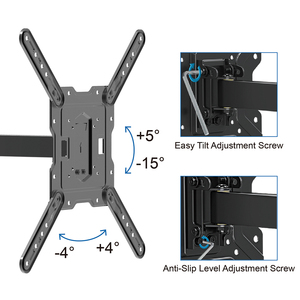 Soporte de Pared para TV Articulado y Giratorio de 400*400 mm, para TV de 26-55 Pulgadas, Acero Laminado en Frío, Negro, Movimiento Completo, para Pantallas LCD - Product Image 5