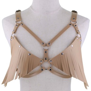 Harnais de poitrine sexy pour femme avec franges, soutien-gorge <span class=keywords><strong>cage</strong></span> en cuir PU, harnais de soutien-gorge punk réglable, vêtements érotiques, accessoires de jeu - Product Image 2