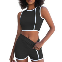 Ensemble de sport pour femme en nylon et élasthanne extensible, respirant, à séchage rapide, taille haute, pour la gym, le yoga et les activités sportives