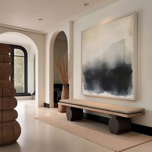 Peinture à l'huile Wabi-Sabi aux tons neutres minimalistes, peinte à la main, encadrée sur toile, art mural pour une décoration intérieure éco-responsable - Product Image 5