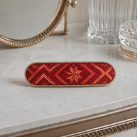 Barrette à cheveux élégante pour femmes, faite à la main, en brocart tissé, avec un fermoir en métal doré, pour un style quotidien et vintage